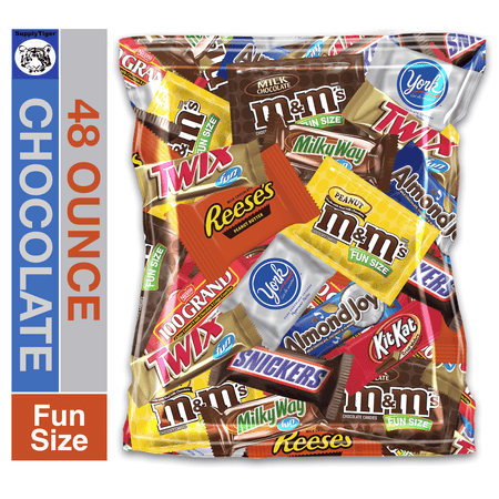 (48 Ounce) Variety Assortment Mix Bulk Pack Chocolate M&M's, Snickers, Milky Way, Twix, Reese's, York, 100 Grand, Almond Joy, Kitkat.