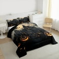 thumbnail image 3 of Feelyou Spooky Castle Full Size Comforter Sets for Teen, Gothic Pumpkin Bat Print Bedding Comforter Set, Halloween Theme Reversible Bedding Sets, Lightweight Room Decor, 3pcs, 3 of 8
