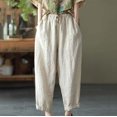 thumbnail image 6 of BLVB Women's Cotton Linen Tapered Pants Elastic Waist Drawstring Baggy Capris Comfy Beach Trousers for Summer, 6 of 7