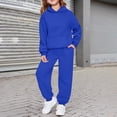 thumbnail image 2 of YOUYEDIAN Boys Girls Sweatsuit Tracksuit 2 Piece Sweat Suits Long Sleeve Solid Color Kids Sweat Set Plain Hooded Hoodie and Sweatpant Kids Outfits Royal Blue 3-4 Years, 2 of 6