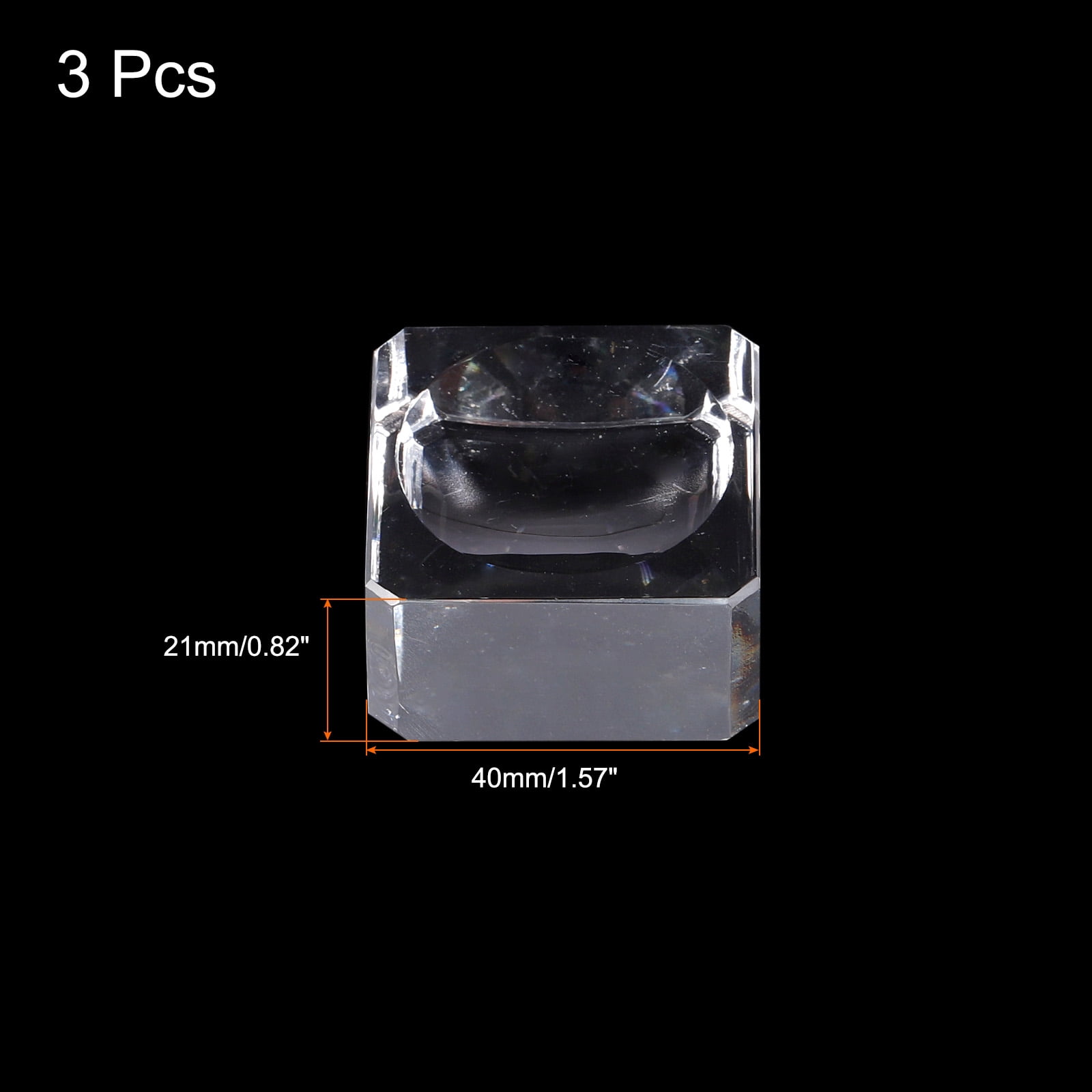 Unique Bargains 3pcs Crystal LED Display Base Holders 1.57" x 1.57" x 0.83" Transparent