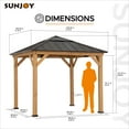 thumbnail image 3 of SUNJOY Hardtop Gazebo 9 x 9 ft. Cedar Framed Wood Gazebo with Brown Steel & Polycarbonate Pyramid Hip Roof and Ceiling Hook for Garden, Backyard Shade, Brown Roof + Natural Wood Frame, 3 of 11