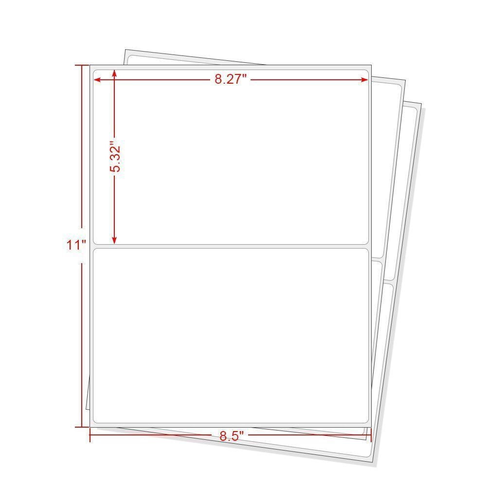 MPRT 500 Half Sheet Label Self Adhesive Shipping Labels, 8.5" x 5.5" Round Corner Mailing Address Blank Labels for Laser & Inkjet Printers (Total 500 Labels = 250 Sheets)