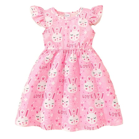 

Toddler Girls Fly Sleeve Valentine s Day Prints Dress Dance Party Dresses Clothes Lace Panel Dress Toddler Girl Jean Dress for Girls Wedding Dress Flower Girl Lace Dress for Bridesmaid Young Girl