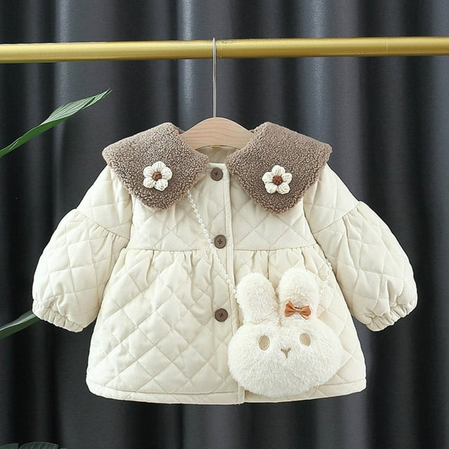 LOVZFMLL Vestes pour Filles Manteau à Manches Longues à Col Rond Bas à Manches Longues Peluche 2-3 Ans