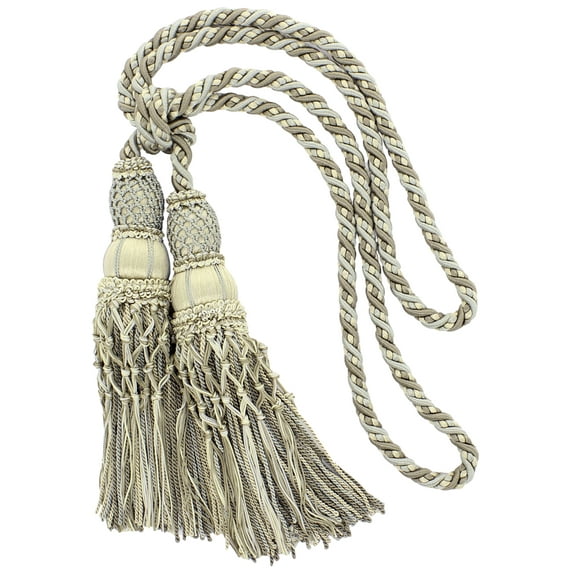 DECOPRO Exquisite Curtain & Drapery Double Tassel Tieback Elegantly Handcrafted to Perfection, Tassel Length 10" (25cm), Spread 38" (96.5cm) # TBEL102, #EL03 Set of 2