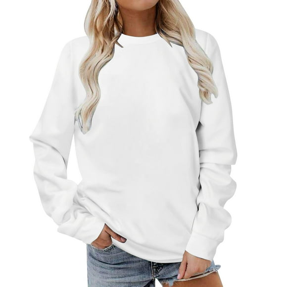 Yuyuzo Fall Tops for Women Crew Neck Sweatshirts Long Sleeve Solid Color Pullover Top Tees Loose Fitted