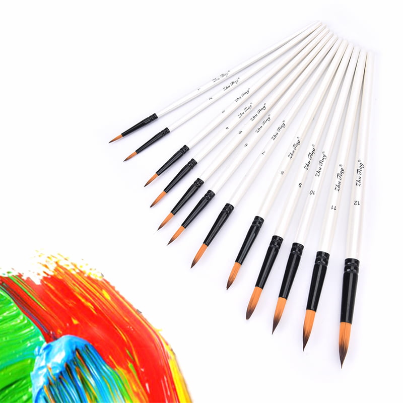 12Pcs Paint Brushes Kit for Acrylic Oil Watercolor Artist Painting Art Craft Set 