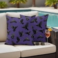 thumbnail image 4 of Halloween Outdoor Waterproof Pillow Covers, Purple Black Animal Crow Fall Holiday Decorative Square Throw Pillowcase Sofa Cushion Sham for Patio/Couch/Chair, 26"x26" 2 Pack, 4 of 8