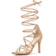 thumbnail image 1 of Sandalias Correas De Tiras Tacón De Aguja Cordón Arriba Para Mujeres Desnudo 37, 1 of 6