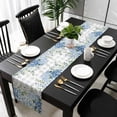 thumbnail image 3 of Blue Flower Table Runner 48 Inches Long, Grey Plaid Hydrangeas Eucalyptus Leaves Kitchen Coffee Dining Table Decoration for Home Party Birthday Wedding Home Decor 13x48 Inches, 3 of 8