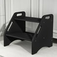 thumbnail image 6 of Jouetondream Two Step Stools, Bamboo Step Stool for kids, Non-Slip Toddler Stool with Handles for Bathroom, Bedside, kitchen, Living room, Black, 6 of 8