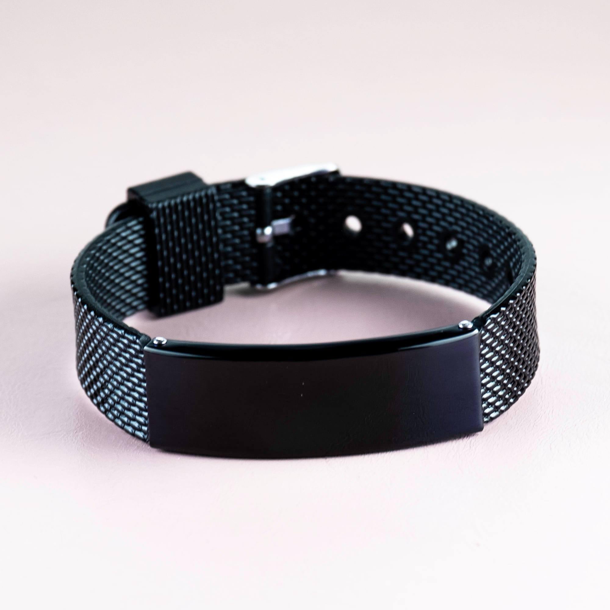 Engraved Black Shark Mesh Bracelet Personalized Jewelry for Men Veterans Day Gift You will always have a special place in my heart Inspirational Confidence Hope Gift for Him.