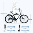 thumbnail image 3 of 26" Bike for Mens Adults Cruiser Bike Shimano 7 Speed Steel Frame City Commuter Bicycle with Dual Brakes, Black, 3 of 5