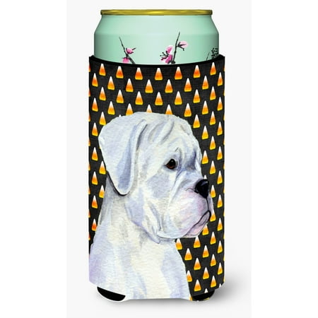

Boxer White Candy Corn Halloween Portrait Tall Boy Beverage Insulator Beverage Insulator Hugger
