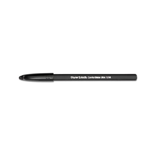 ComfortMate Ultra Stick Ballpoint Pen Medium 1mm, Black Ink/Barrel, Dozen