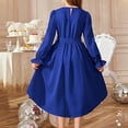 thumbnail image 5 of SBYOJLPB Children's Solid Color Dress Fashionable and Comfortable Long Sleeved Round-Neck Dress with Belt for Girls, 5 of 5