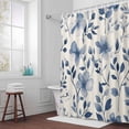 thumbnail image 5 of Ombre Blue Flowers Fabric Shower Curtain Leaf Plant Washable Shower Curtains for Bathroom, Waterproof Bath Curtain with Hooks Home Decor 36x72in, 5 of 8