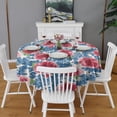 thumbnail image 2 of Round Waterproof Tablecloth Pioneer Pink Blue Rose Reusable Indoor/Outdoor Durable Table Cover for Kitchen and Dining Room 60 Inch X 60 Inch, 2 of 6