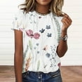 thumbnail image 2 of KIHOUT Woemns Lounge Graphic Tees Tops Ladies Fashion Printed Round Neck Short Sleeve T-shirt Blouse Loose Tops, Size S-3XL, 2 of 5