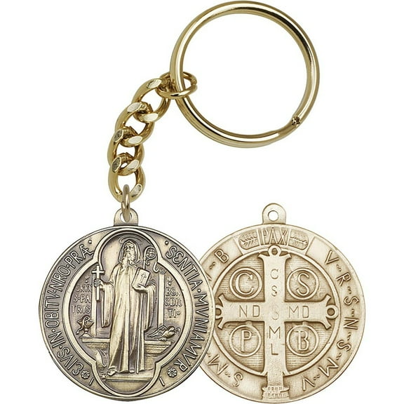 Antique Gold St. Benedict Keychain