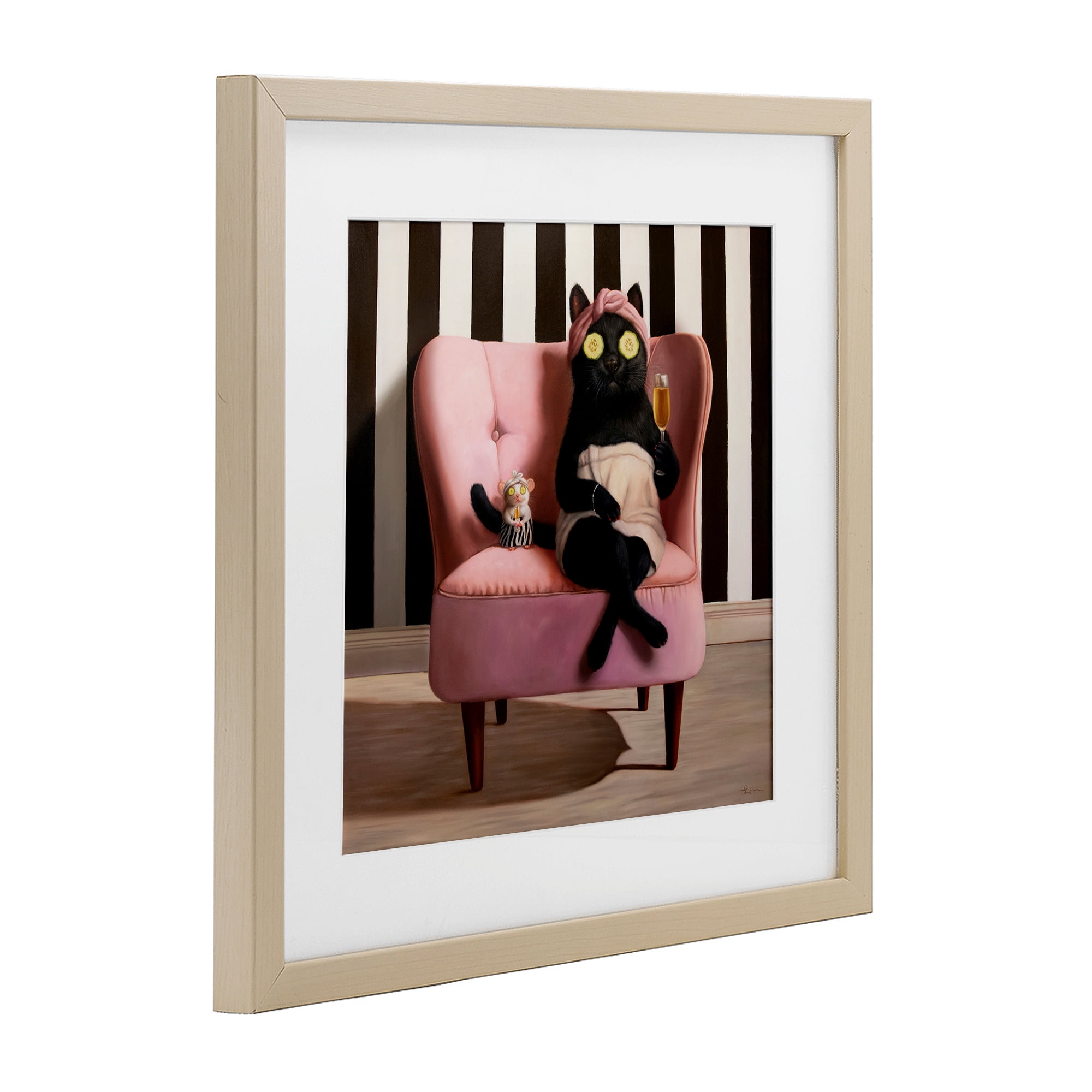 Stupell Industries Pamper Party Cat Birch Framed Print Under Glass, design by Lucia Heffernan