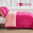 thumbnail image 6 of Exclusivo Mezcla Lightweight Reversible 3-Piece Comforter Set All Seasons, Down Alternative Comforter with 2 Pillow Shams, King Size, Hot Pink/ Blush Pink, 6 of 8