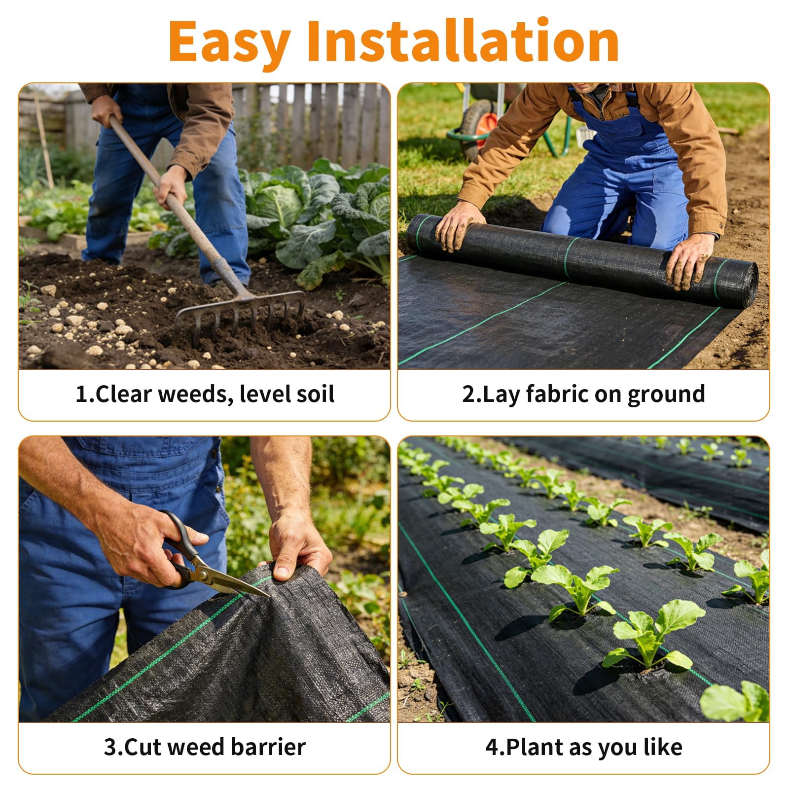 3ft X 100ft 3.2oz Weed Barrier Landscape Fabric Cloth Heavy Duty Control Blocker Mat Gardening Ground Cover Durable Woven Geotextile Driveway Underlayment