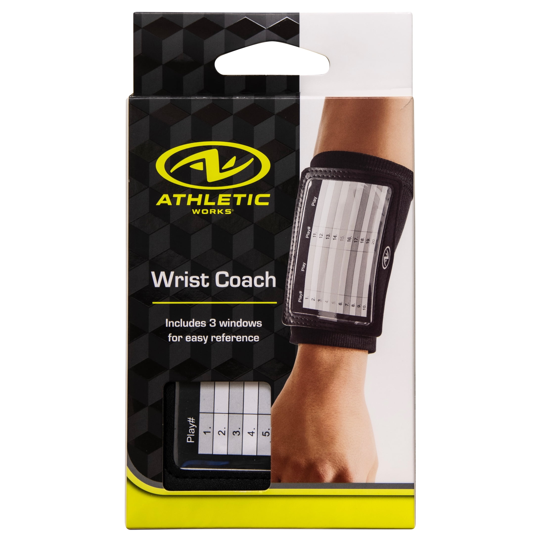 Athletic Works Wrist Coach, Football Playbook, 1-Pack, Black, New