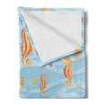 thumbnail image 2 of Animal Soft Flannel Fleece Throw Blanket, Water Bubbles on the Surface with Seahorse and Sea Star in Waves Coast Tropical, Cozy Plush for Indoor and Outdoor Use, 70" x 90", Orange Blue, by Ambesonne, 2 of 5