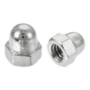 M4 x 0.7mm Stainless Steel Cap Acorn Hex Nuts Fastener Silver Tone 12pcs