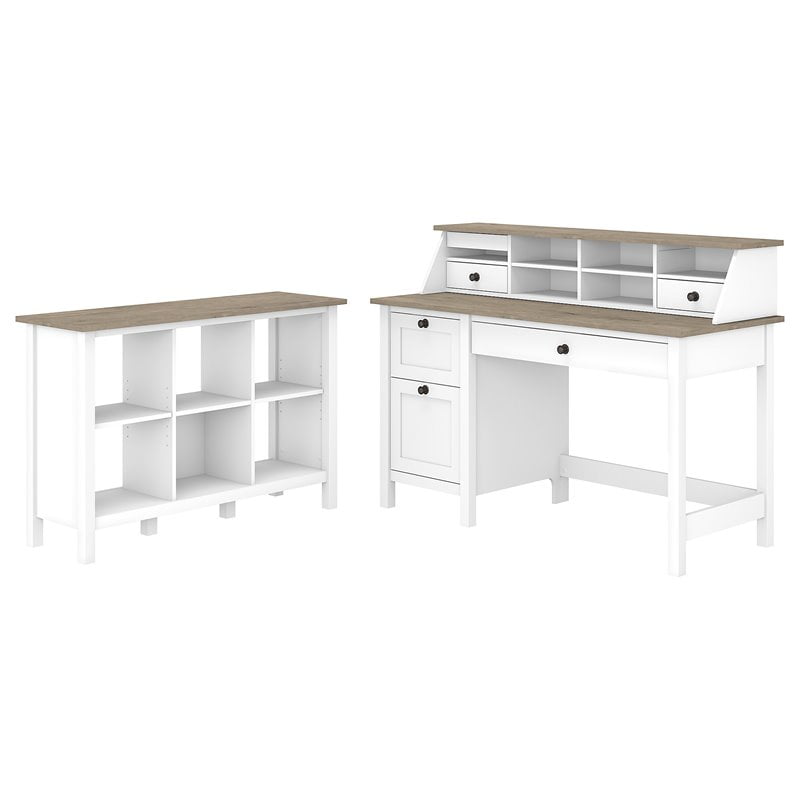 Bush Furniture Desk w/Drawers Desktop Organizer and 6-Cube ...