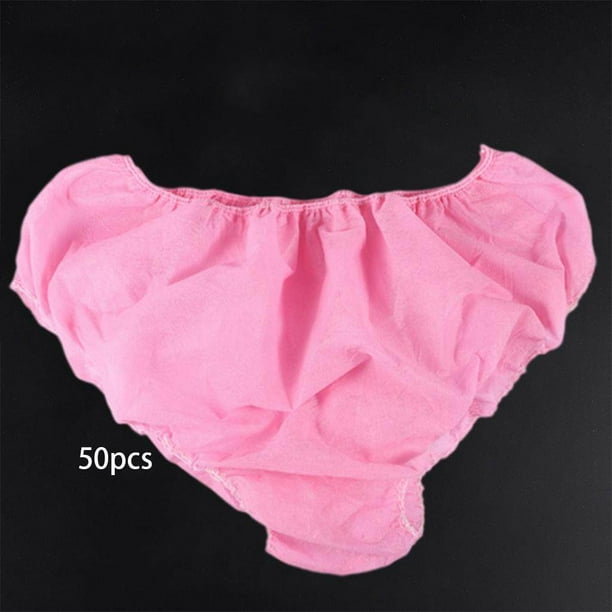 50x Disposable Panties with Elastic Waistband Soft for SPA Women Men Travel  Pink 