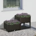 thumbnail image 2 of Outsunny 2 Piece Raised Garden Bed PP Raised Flower Bed Vegetable Herb Grow Box Stand Brown, 2 of 10