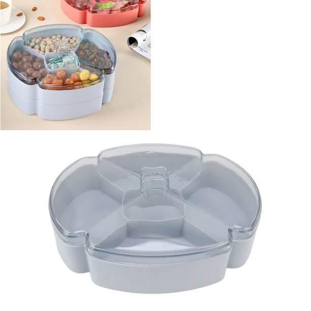 Compartimento Bandeja Para Servir Aperitivos Fruta Redonda De Plástico Nuez Y
