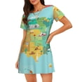 thumbnail image 1 of Disketp USA Tourist Map para Camisón Corto de Manga Corta para Mujeres, Camisón Cómodo con Escote Redondo, Bonito y Confortable, 1 of 6