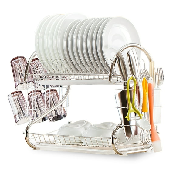 Amdohai Dish Drying Rack 2 Tier Dish Rack Steel with Removable