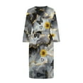 thumbnail image 4 of Yuyamidu Gray Marble Print Womens Robe Long Lightweight 3/4 Sleeve Bathrobe Butterfly Sleepwear Gowns Size L Sunflower V-Neck Robes Ladies Loungewear, Below the Knee, 4 of 7