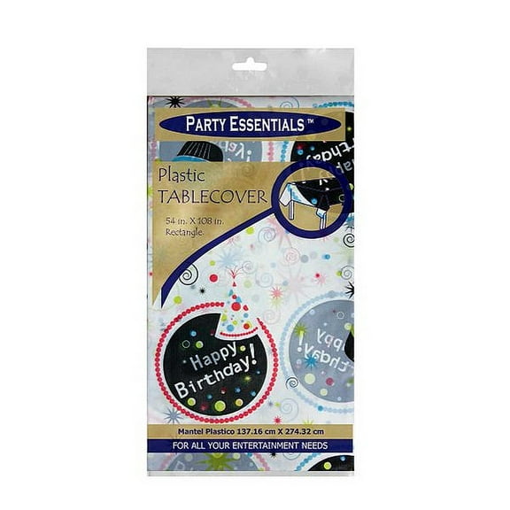 1 - Party Essentials 54″ X 108″ Rectangular Table Covers – Adult Happy Birthday