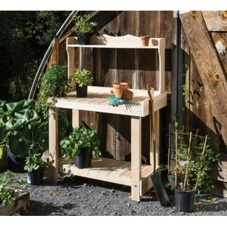 58.5" Three Level Outdoor Garden Natural Cedar Potting Bench - Walmart.com