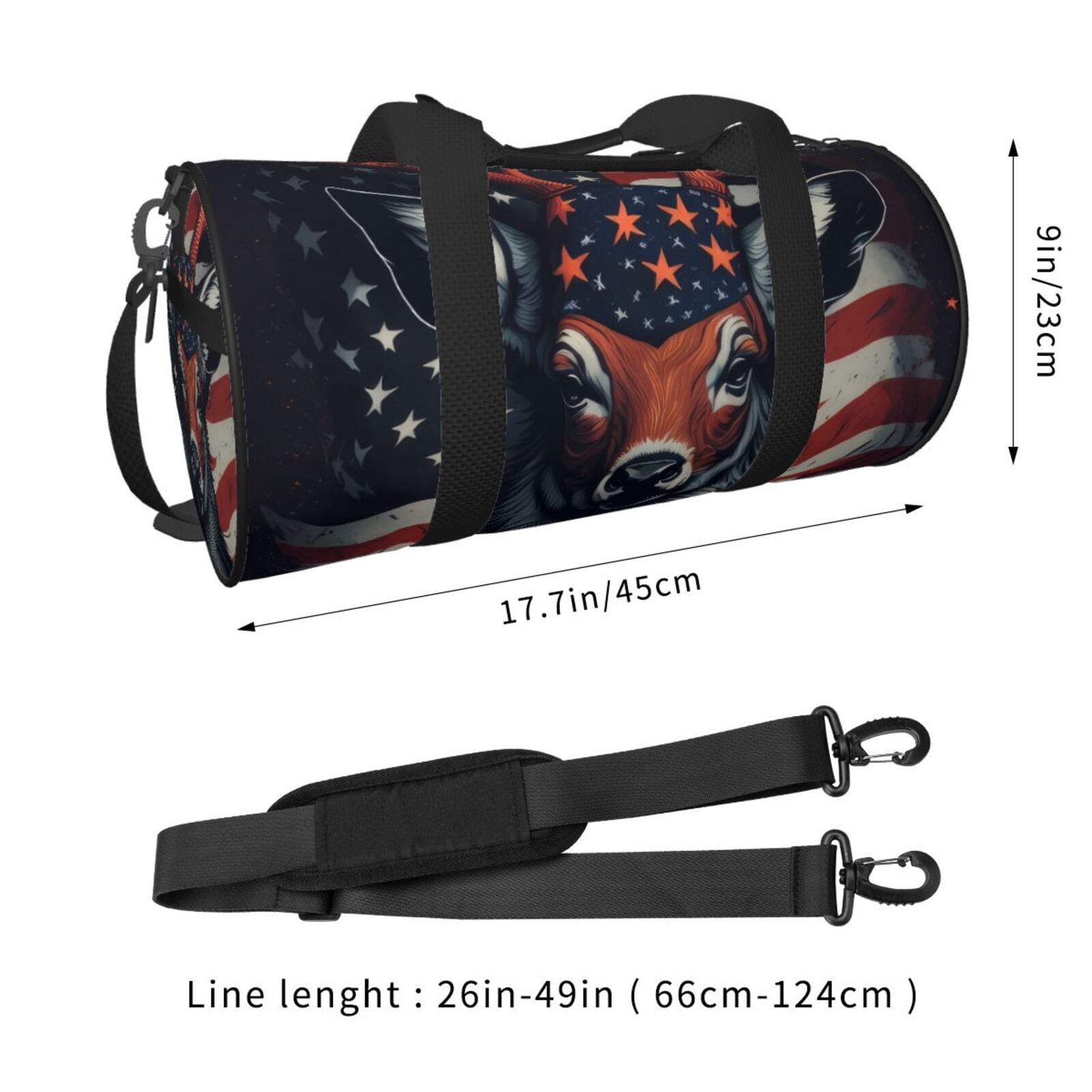 Vsdgher Modern USA Deer Head 45L Foldable Duffel Bag, Sports Gym Bag,Overnight Bag, Portable Weekender Bag for Airplanes