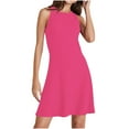 thumbnail image 2 of Up to 30% off Black Dresses for Women, Woman Fashion Comfortable Summer Solid Color Sleeveless Round-Neck Dress(Hot Pink,XXL), 2 of 8