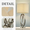 thumbnail image 4 of 26" Modern Table Lamp Classic Bedside Nightstand Lamp with Metal Base in Polished Nickel and Ivory Fabric Drum Shade Vintage Desk LAMP Living Room Foyer, 4 of 8
