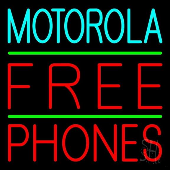 Blue Motorola Red Free Phone 2 LED Neon Sign 24 x 24 - inches, Clear Edge Cut Acrylic Backing, with Dimmer - Bright and Premium built indoor LED Neon Sign for Computer & Electronics store decor.