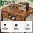 thumbnail image 4 of End Table Set of 2 with Charging Station, Rustic Modern Side Table with USB Ports and Power Outlets, Nightstand for Bedroom Living Room Farmhouse Brown, 4 of 7