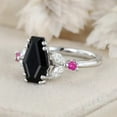 thumbnail image 4 of Unique Coffin Cut Lab-Created Black Onyx & Diamond, Ruby Engagement Ring in 925 Sterling Silver – Distinctive Wedding Ring, Perfect Bride Gift Fine Jewelry, 4 of 5