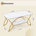thumbnail image 3 of Costway Coffee Table Modern Marble 2-Tier Coffee Table  Gold Rectangle for Living Room, 3 of 10