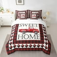 thumbnail image 2 of Manfei Red Rustic Truck Bedding Sets Queen Size, Vintage Buffalo Plaid Bed in a Bag Queen size, Merry Christmas Reversible Comforter Sets with Sheets, Super Cozy Bedroom Decorative, 7pcs, 2 of 7