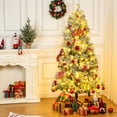 thumbnail image 6 of Litake 6ft Flocked Christmas Tree, Artificial Full Christmas Tree Seasonal Holiday Decoration Tree with Warm White LED, Metal Stand for Home, Office, Party, 6 of 11