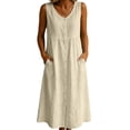 thumbnail image 3 of Horkkom Button Down Dress for Women Summer V Neck Sleeveless Maxi Dresses Casual Tank Beach Dresses with Pockets M, 3 of 9